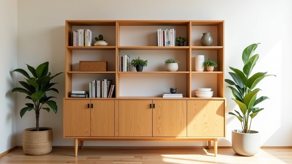 Soviet wooden bookshelf with modern minimalist styling